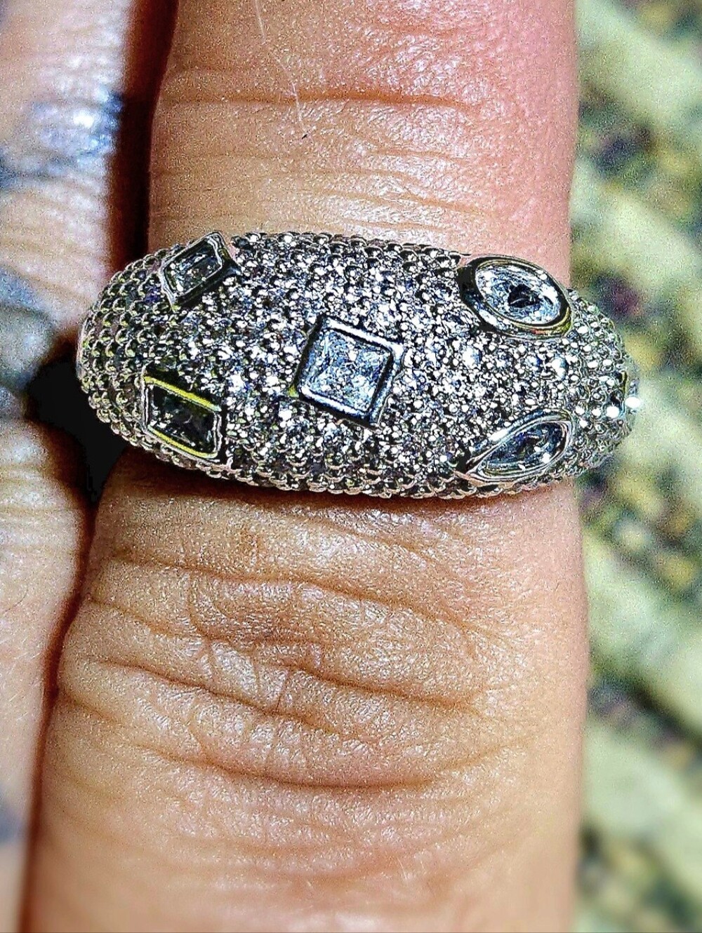 18k White Gold Pavé Dome Ring with Cubic Zirconia